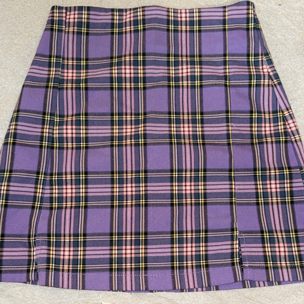 Chic Purple Plaid Mini Skirt
